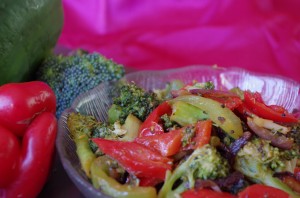 Broccoli Red Green and Yellow Capsicum Peppers Curry