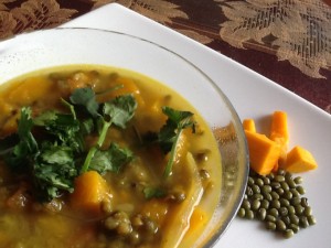 Whole-Green Moong Dal with Pumpkin